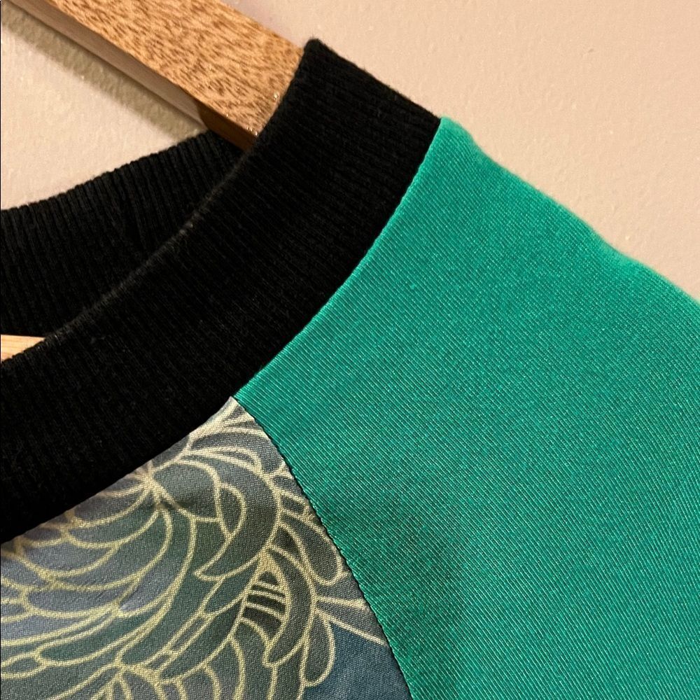 DG2 by Diane Gilman Floral Print Sweatshirt - Teal and Black - Picture 5 of 10